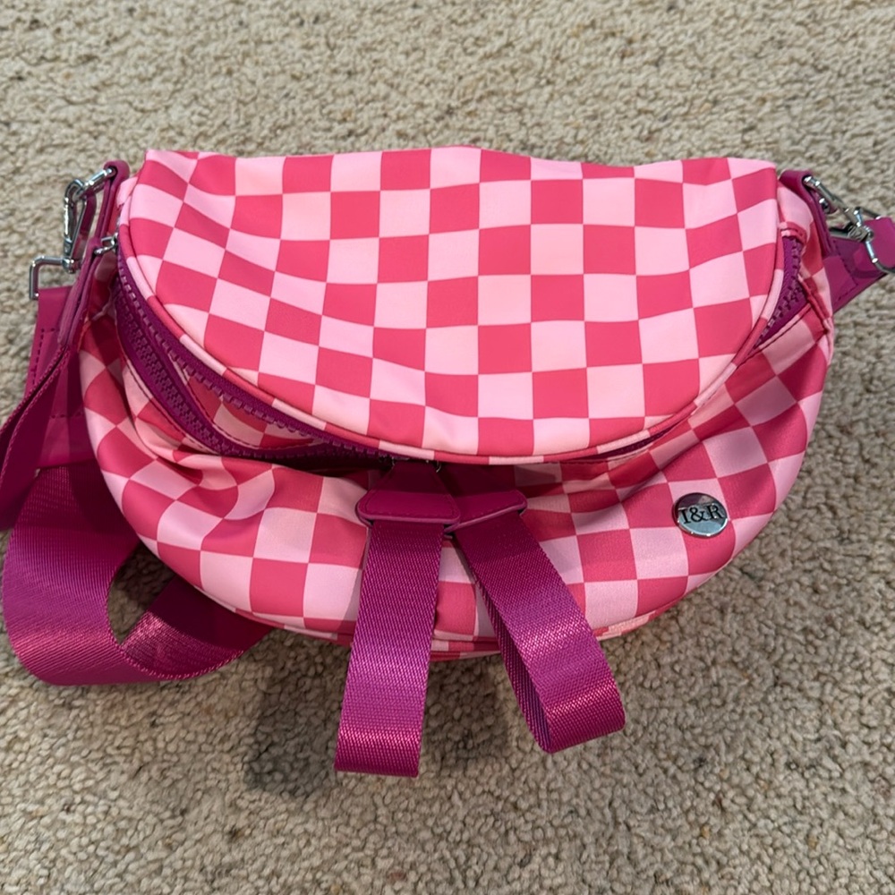 Pink Checkered Crossbody Bag